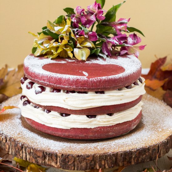 Drunken Cherries Red Velvet Cake