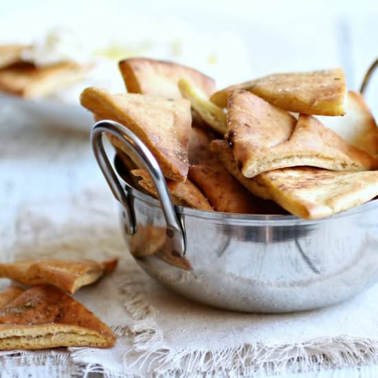 Za’atar Pita Chips with Labneh Dip