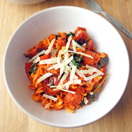 15-Minute Kale and Chorizo Pasta