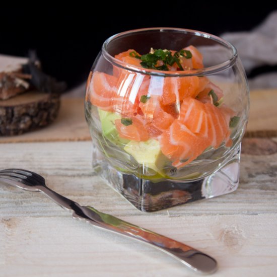 Salmon Tartare and Avocado Verrine