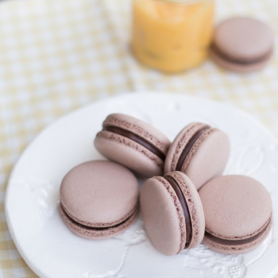 Chocolate Yuzu Macarons