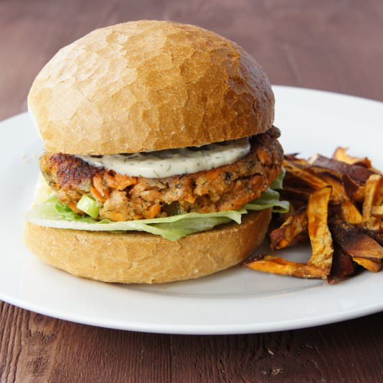 Salmon Burgers with Dill Mayonnaise