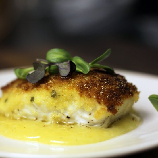 Crusted Halibut + Beurre Blanc