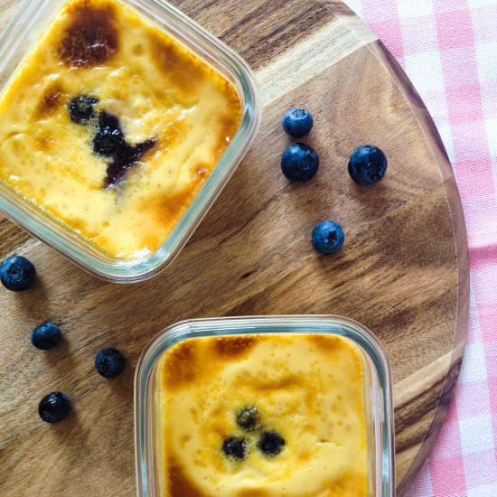 Vanilla & Blueberry Baked Custards