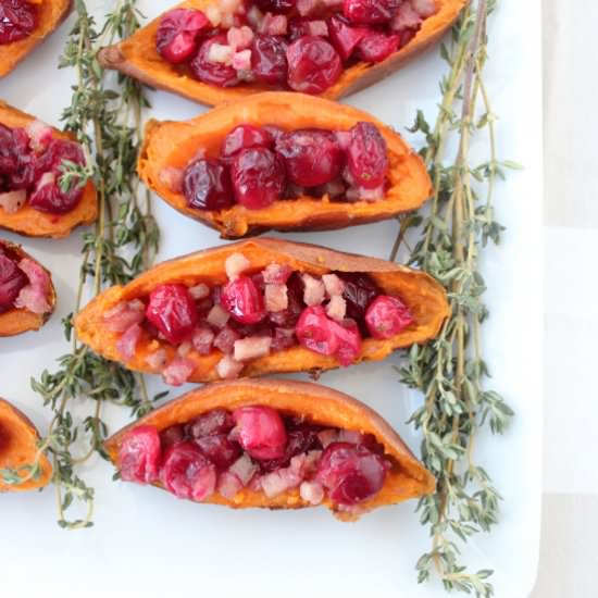 Maple Cranberry Sweet Potato Skins