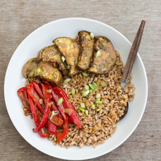 Eggplant and Farro Bowl