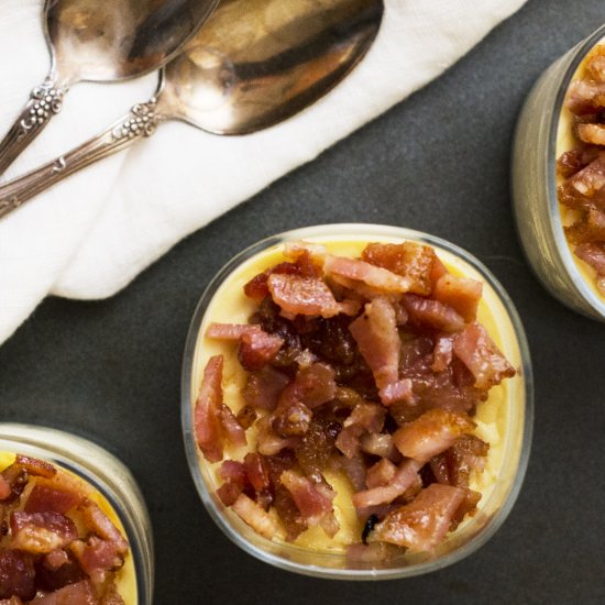 Corn Panna Cotta with Candied Bacon