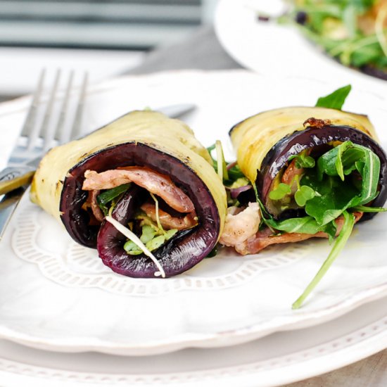 Eggplant, Avocado And Bacon Wraps