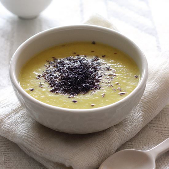 Parsnip soup with lemon and nori