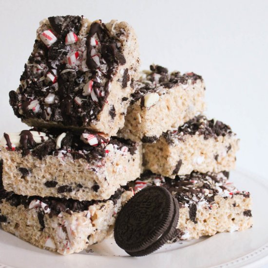 Peppermint Bark Crispy Rice Treats