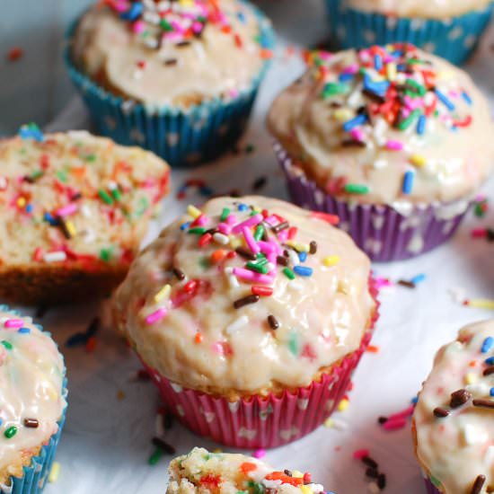 Glazed Funfetti Muffins