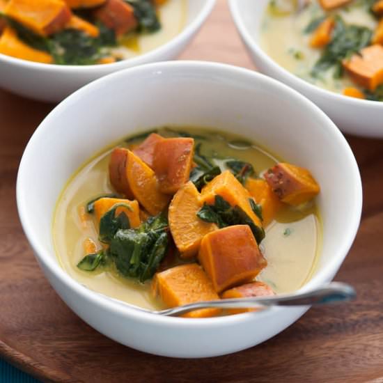 Thai Spinach Sweet Potato Soup