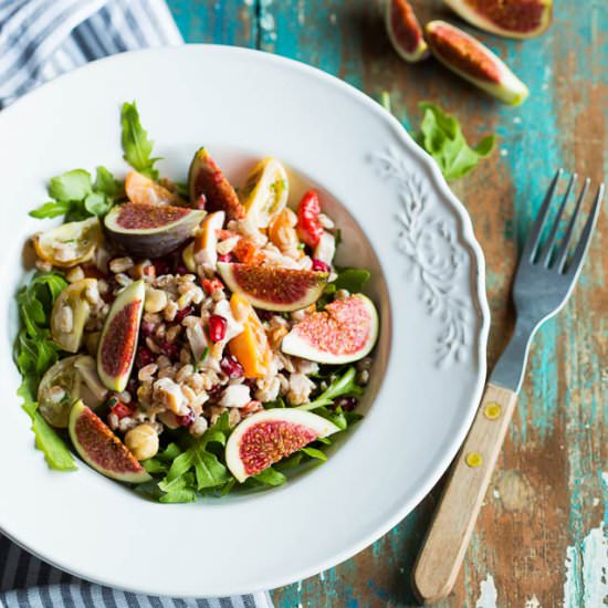 Farro salad with figs