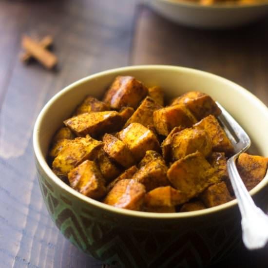 Maple Curry Roasted Sweet Potatoes