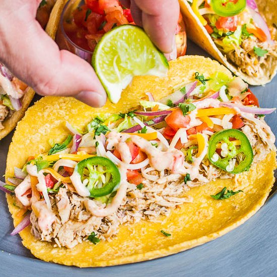 Beer Braised Baja Chicken Tacos