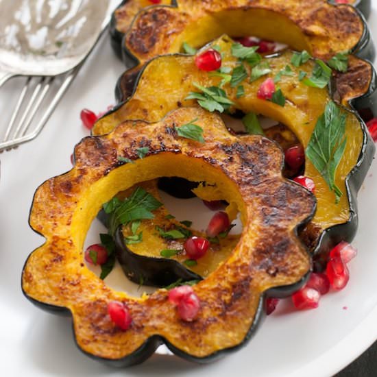 Roasted Acorn Squash w Pomegranate