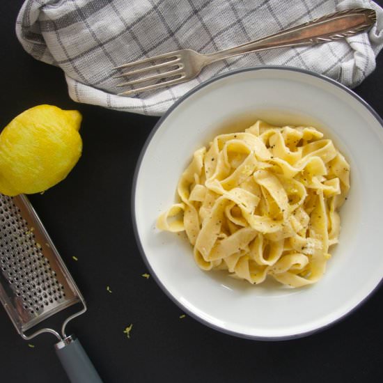 Homemade tagliatelle with lemon