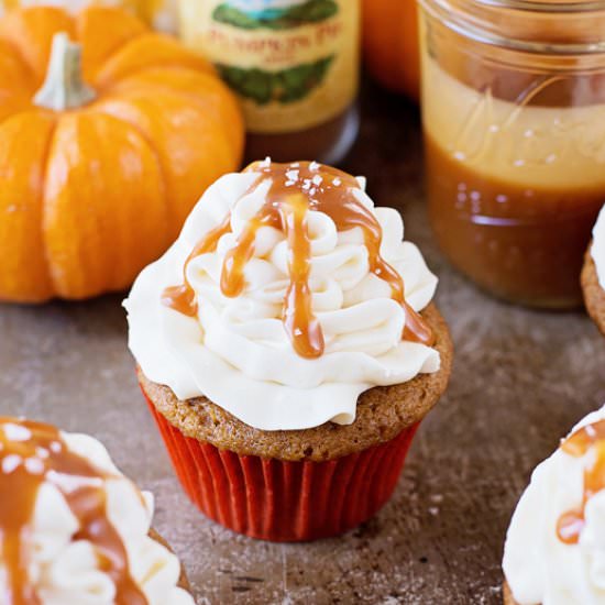 Pumpkin Cupcake with Salted Caramel