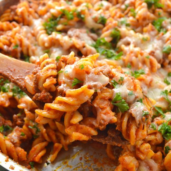 Skillet Cheesy Beef Ziti