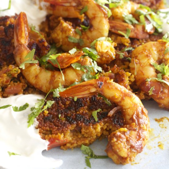 Masala Prawns with Crispy Couscous