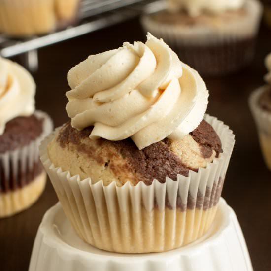 Vegan PB Chocolate Swirl Cupcakes