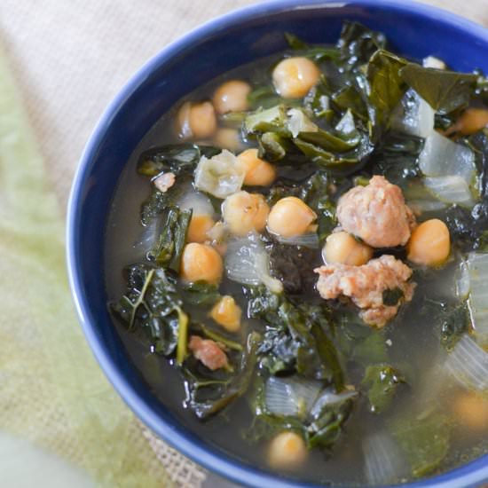 Sweet Italian Sausage + Greens Soup