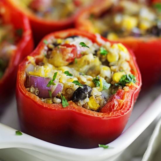 Cheesy Quinoa & Veggie Stuffed Bell