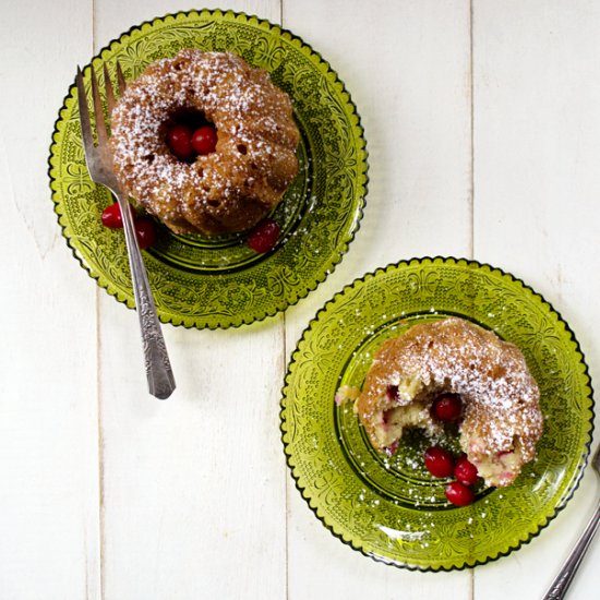 Sugared Ginger + Cranberry Bundts