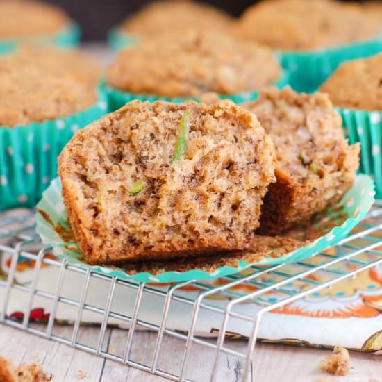 Maple Zucchini Banana Muffins