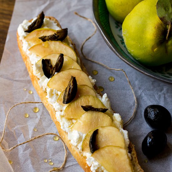 Ricotta Toast w/ Quince & Walnuts