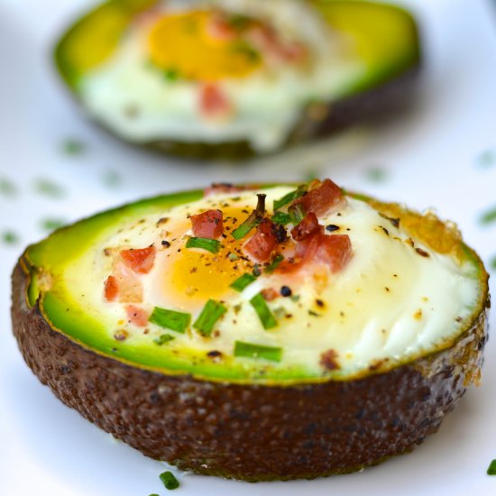 Baked Avocado Eggs and Pancetta