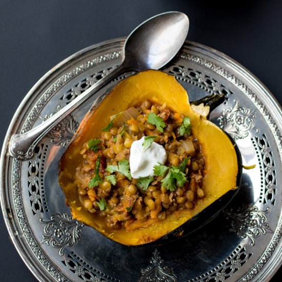 Lentil Stew in Acorn Squash