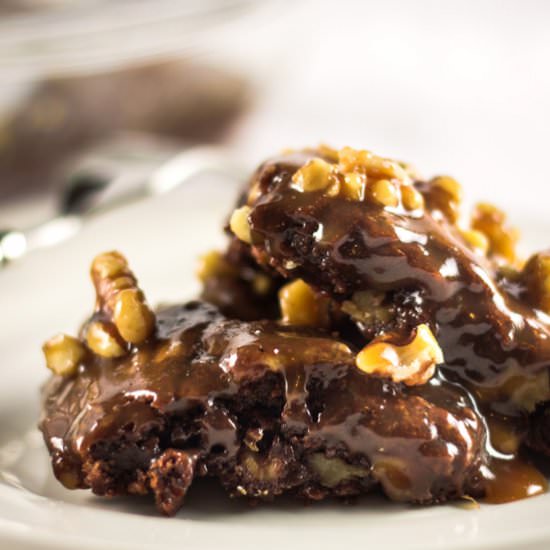 Nutella Caramel Walnut Brownies