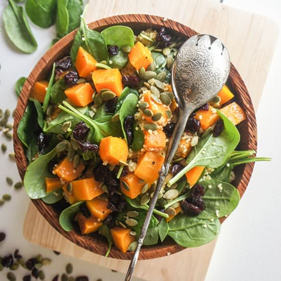 Butternut, Millet and Spinach Salad