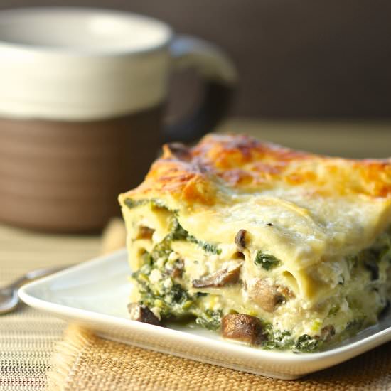 Lasagna with Greens and Mushrooms