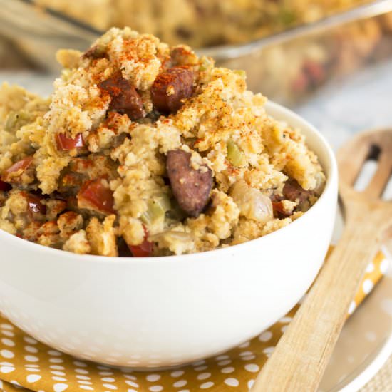 Cajun Sausage Cornbread Dressing