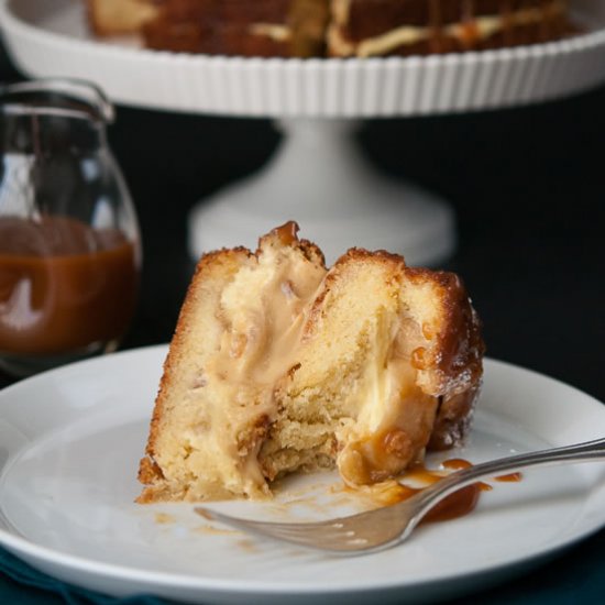 Salted Caramel Apple Custard Cake