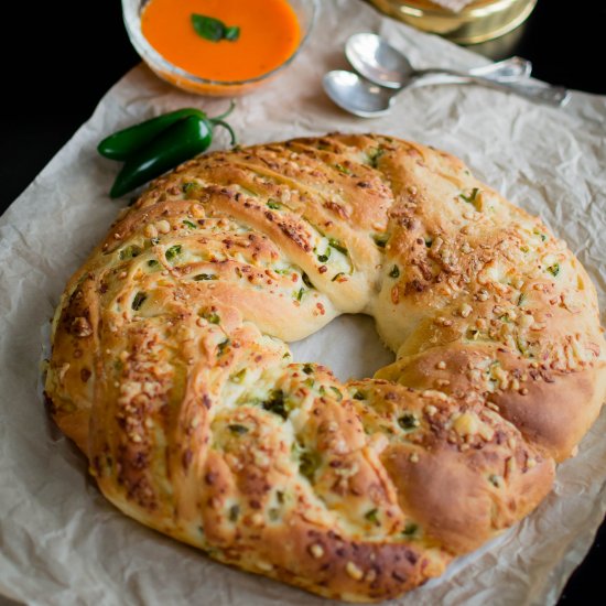 Jalapeno and Cheese Bread Wreath