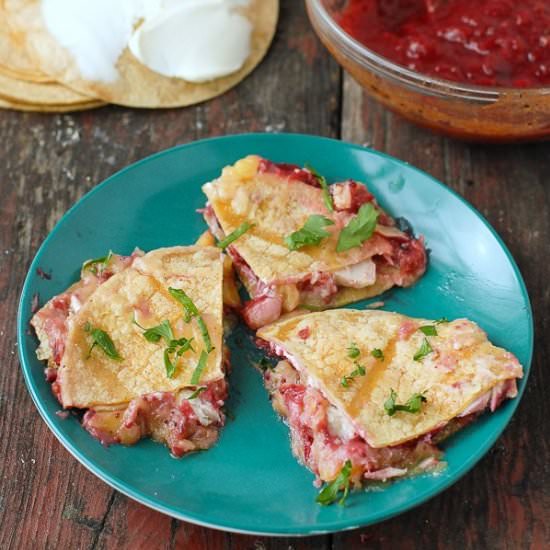 Spicy Turkey Cranberry Quesadillas