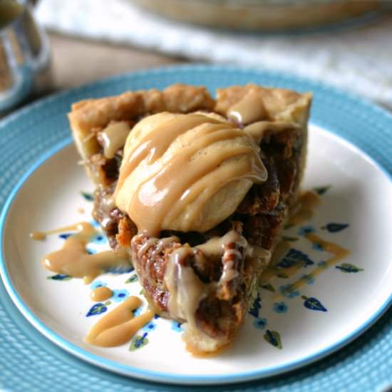 Salted Caramel Pumpkin Pecan Pie