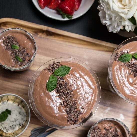 Chocolate mousse with cocoa nibs