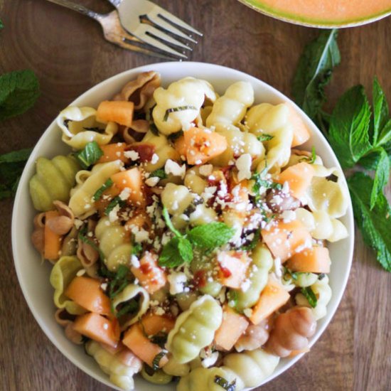 Pasta with Melon, Pancetta, & Feta