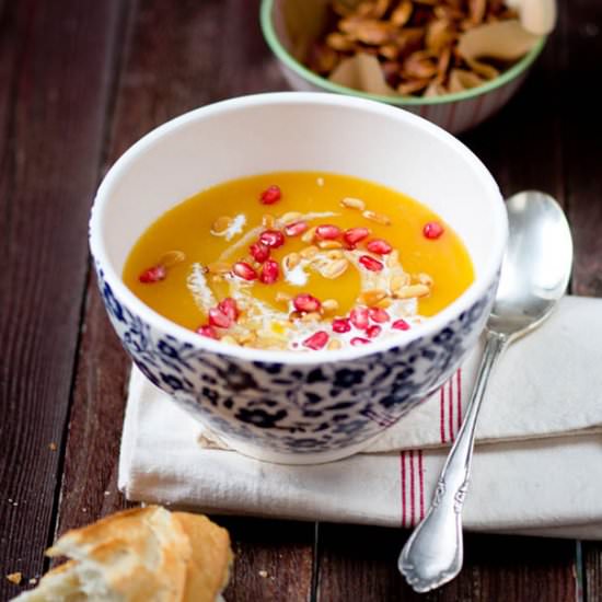 Pumkin Orange soup with Pomegranate