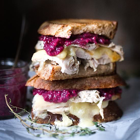 Turkey brie grilled cheese sandwich