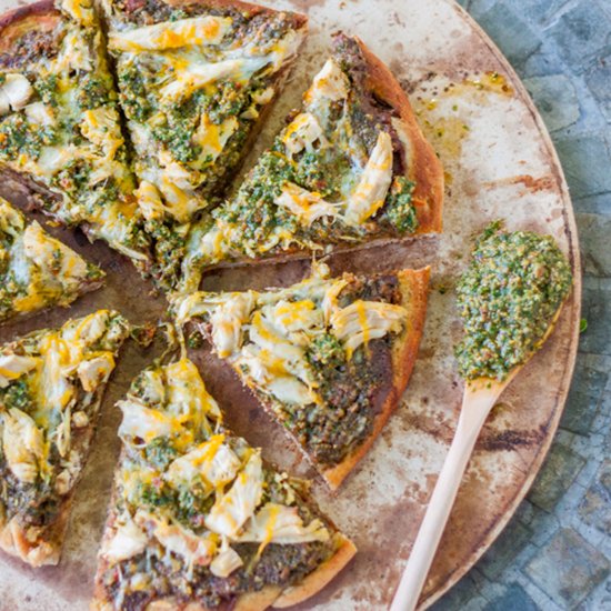 Avocado Pesto Chicken Mexican Pizza