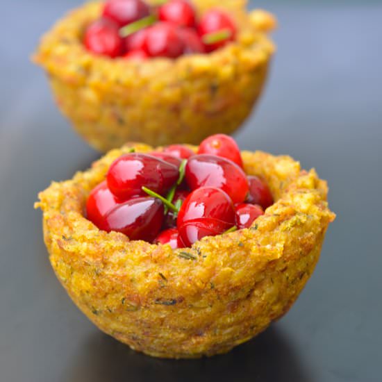 Roasted Cranberry Stuffing Cups