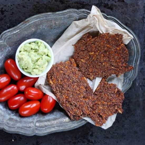 Chia Flax Seed Crackers with Tomato