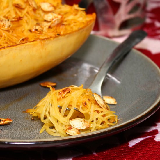 Roasted Spaghetti Squash with Seeds