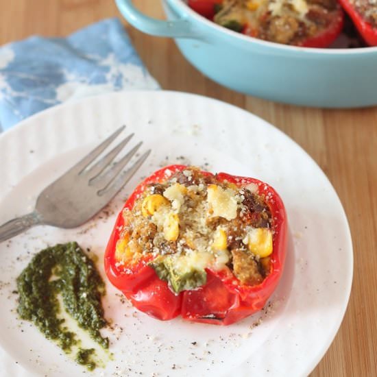 Bread pudding stuffed peppers