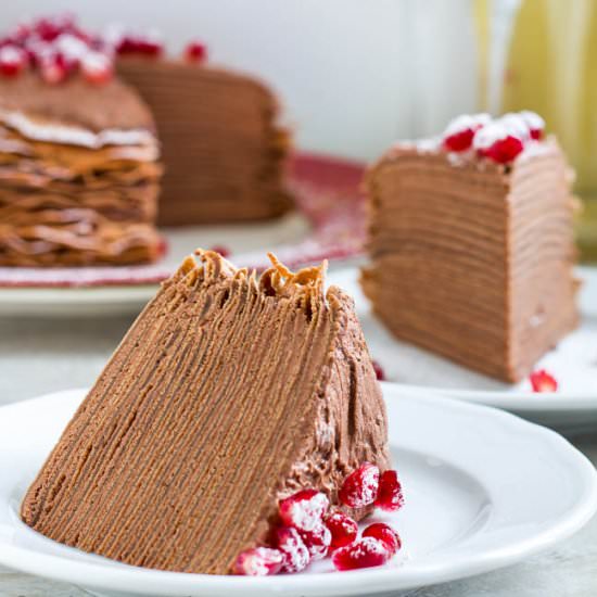 Chocolate Mousse Crepe Cake